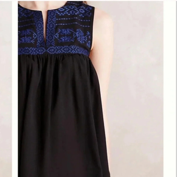 Anthropologie Maeve Sisa Babydoll Tank Black/Blue Size Small - Picture 9 of 9
